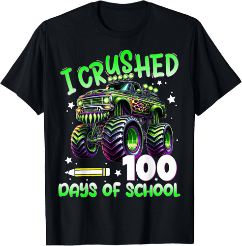I Crushed 100 Days of School Truck 100th Day of School Boys T Shirt productor mockup (1).jpg