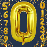 40 Inch Big Gold Large Number 0 Mylar Foil Balloon For Helium &amp; Air Filled Premium Self Seal Balloon