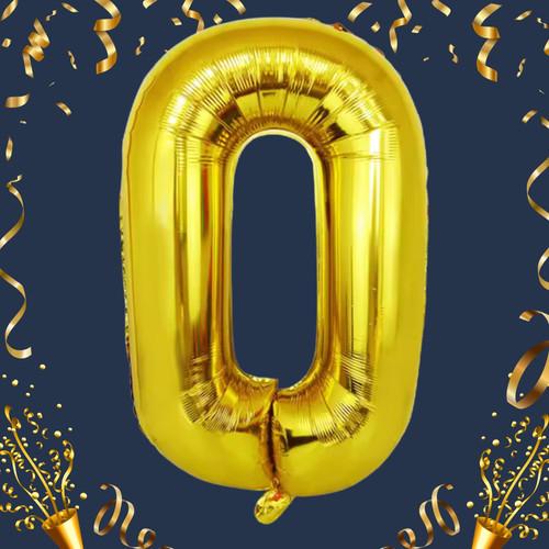 40 Inch Big Gold Large Number 0 Mylar Foil Balloon For Helium & Air Filled Premium Self Seal Balloon.jpg
