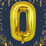 40 Inch Big Gold Large Number 0 Mylar Foil Balloon For Helium &amp; Air Filled Premium Self Seal Balloon