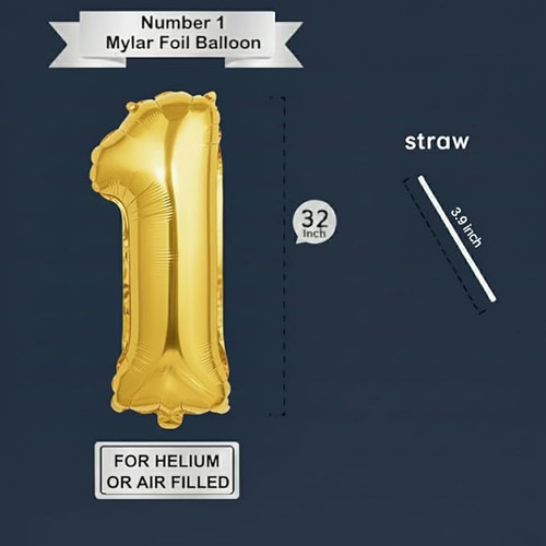 32 Inch Big Gold Large Number 1 Mylar Foil Balloon For Helium & Air Filled Premium Self Seal Balloon.jpg