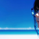 anime girl beach sunglasses