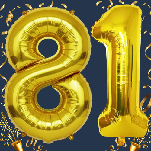 32 Inch Big Gold Large Number 81 Mylar Foil Balloon For Helium & Air Filled Premium Self Seal Balloo.jpg