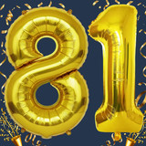 32 Inch Big Gold Large Number 81 Mylar Foil Balloon For Helium &amp; Air Filled Premium Self Seal Balloo