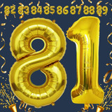 32 Inch Big Gold Large Number 81 Mylar Foil Balloon For Helium &amp; Air Filled Premium Self Seal Balloo