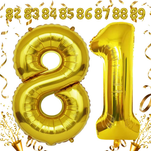 32 Inch Big Gold Large Number 81 Mylar Foil Balloon For Helium & Air Filled Premium Self Seal Balloo.jpg