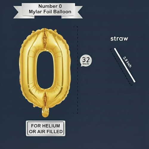 32 Inch Big Gold Large Number 0 Mylar Foil Balloon For Helium & Air Filled Premium Self Seal Balloon.jpg