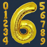 32 Inch Big Gold Large Number 6 Mylar Foil Balloon For Helium &amp; Air Filled Premium Self Seal Balloon