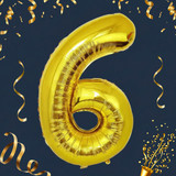 32 Inch Big Gold Large Number 6 Mylar Foil Balloon For Helium &amp; Air Filled Premium Self Seal Balloon