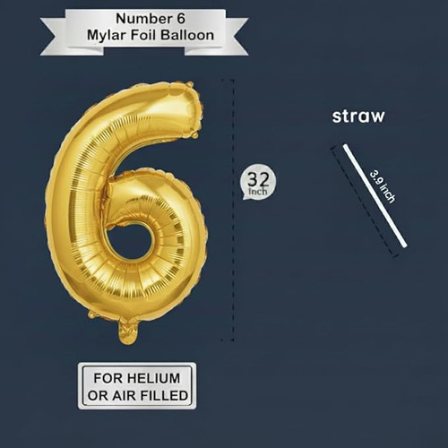 32 Inch Big Gold Large Number 6 Mylar Foil Balloon For Helium & Air Filled Premium Self Seal Balloon.jpg