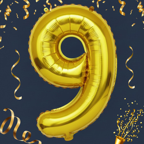 32 Inch Big Gold Large Number 9 Mylar Foil Balloon For Helium & Air Filled Premium Self Seal Balloon.jpg