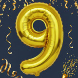 32 Inch Big Gold Large Number 9 Mylar Foil Balloon For Helium &amp; Air Filled Premium Self Seal Balloon