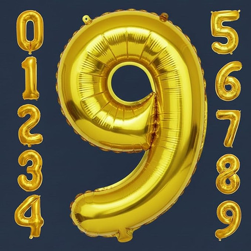 32 Inch Big Gold Large Number 9 Mylar Foil Balloon For Helium & Air Filled Premium Self Seal Balloon.jpg
