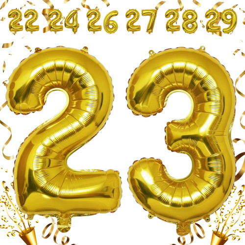32 Inch Big Gold Large Number 23 Mylar Foil Balloon For Helium & Air Filled Premium Self Seal Balloo.jpg