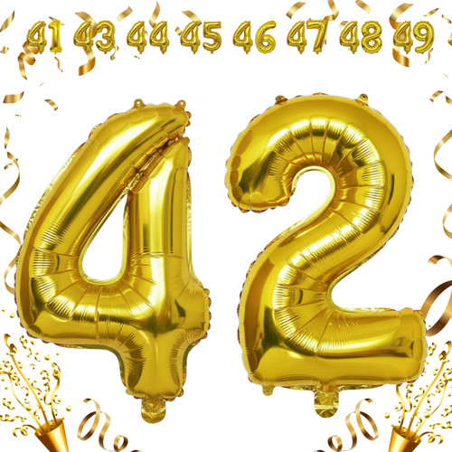 32 Inch Big Gold Large Number 42 Mylar Foil Balloon For Helium & Air Filled Premium Self Seal Balloo.jpg