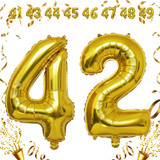 32 Inch Big Gold Large Number 42 Mylar Foil Balloon For Helium &amp; Air Filled Premium Self Seal Balloo