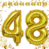 32 Inch Big Gold Large Number 48 Mylar Foil Balloon For Helium &amp; Air Filled Premium Self Seal Balloo