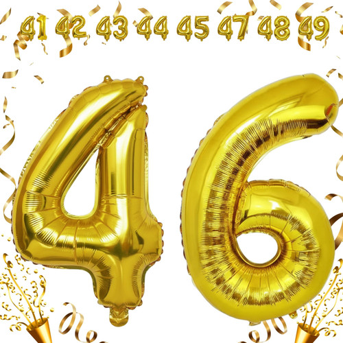 32 Inch Big Gold Large Number 46 Mylar Foil Balloon For Helium & Air Filled Premium Self Seal Balloo.jpg
