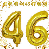 32 Inch Big Gold Large Number 46 Mylar Foil Balloon For Helium &amp; Air Filled Premium Self Seal Balloo