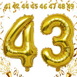 32 Inch Big Gold Large Number 43 Mylar Foil Balloon For Helium &amp; Air Filled Premium Self Seal Balloo