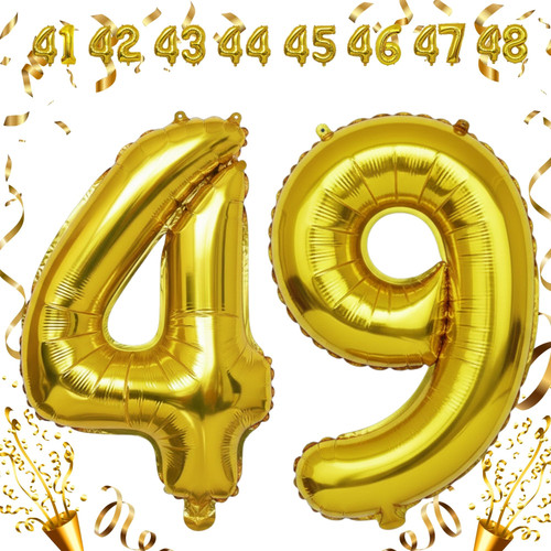 32 Inch Big Gold Large Number 49 Mylar Foil Balloon For Helium & Air Filled Premium Self Seal Balloo.jpg