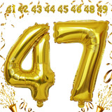 32 Inch Big Gold Large Number 47 Mylar Foil Balloon For Helium &amp; Air Filled Premium Self Seal Balloo