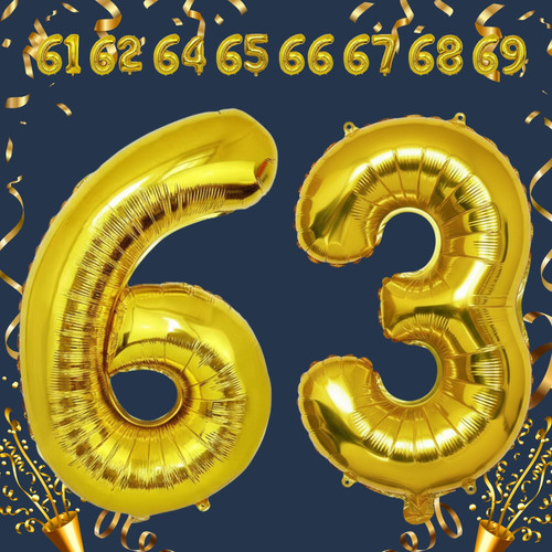 32 Inch Big Gold Large Number 63 Mylar Foil Balloon For Helium & Air Filled Premium Self Seal Balloo.jpg