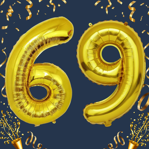32 Inch Big Gold Large Number 69 Mylar Foil Balloon For Helium & Air Filled Premium Self Seal Balloo.jpg