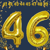 32 Inch Big Gold Large Number 46 Mylar Foil Balloon For Helium &amp; Air Filled Premium Self Seal Balloo