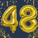 32 Inch Big Gold Large Number 48 Mylar Foil Balloon For Helium &amp; Air Filled Premium Self Seal Balloo