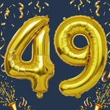 32 Inch Big Gold Large Number 49 Mylar Foil Balloon For Helium &amp; Air Filled Premium Self Seal Balloo