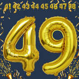 32 Inch Big Gold Large Number 49 Mylar Foil Balloon For Helium &amp; Air Filled Premium Self Seal Balloo