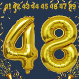 32 Inch Big Gold Large Number 48 Mylar Foil Balloon For Helium &amp; Air Filled Premium Self Seal Balloo