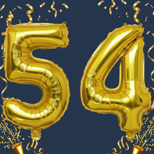 32 Inch Big Gold Large Number 54 Mylar Foil Balloon For Helium & Air Filled Premium Self Seal Balloo.jpg