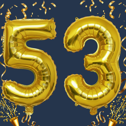 32 Inch Big Gold Large Number 53 Mylar Foil Balloon For Helium & Air Filled Premium Self Seal Balloo.jpg