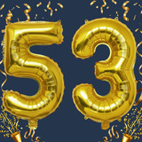 32 Inch Big Gold Large Number 53 Mylar Foil Balloon For Helium &amp; Air Filled Premium Self Seal Balloo