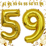 32 Inch Big Gold Large Number 59 Mylar Foil Balloon For Helium &amp; Air Filled Premium Self Seal Balloo