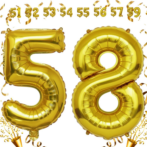 32 Inch Big Gold Large Number 58 Mylar Foil Balloon For Helium & Air Filled Premium Self Seal Balloo.jpg
