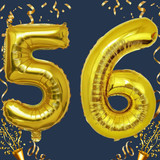 32 Inch Big Gold Large Number 56 Mylar Foil Balloon For Helium &amp; Air Filled Premium Self Seal Balloo