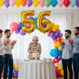 32 Inch Big Gold Large Number 56 Mylar Foil Balloon For Helium &amp; Air Filled Premium Self Seal Balloo