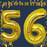 32 Inch Big Gold Large Number 56 Mylar Foil Balloon For Helium &amp; Air Filled Premium Self Seal Balloo
