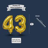 32 Inch Big Gold Large Number 43 Mylar Foil Balloon For Helium &amp; Air Filled Premium Self Seal Balloo