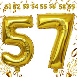 32 Inch Big Gold Large Number 57 Mylar Foil Balloon For Helium &amp; Air Filled Premium Self Seal Balloo