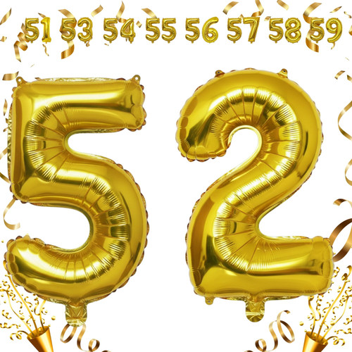 32 Inch Big Gold Large Number 52 Mylar Foil Balloon For Helium & Air Filled Premium Self Seal Balloo.jpg