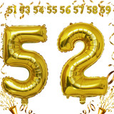 32 Inch Big Gold Large Number 52 Mylar Foil Balloon For Helium &amp; Air Filled Premium Self Seal Balloo