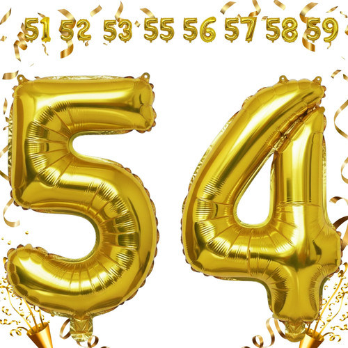 32 Inch Big Gold Large Number 54 Mylar Foil Balloon For Helium & Air Filled Premium Self Seal Balloo.jpg