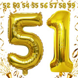32 Inch Big Gold Large Number 51 Mylar Foil Balloon For Helium &amp; Air Filled Premium Self Seal Balloo