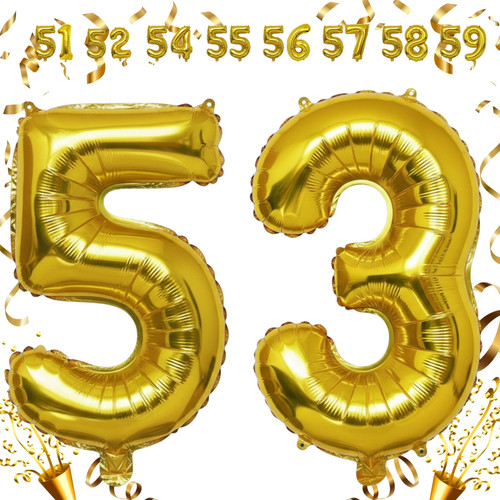 32 Inch Big Gold Large Number 53 Mylar Foil Balloon For Helium & Air Filled Premium Self Seal Balloo.jpg