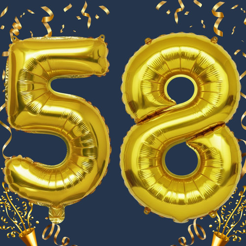 32 Inch Big Gold Large Number 58 Mylar Foil Balloon For Helium & Air Filled Premium Self Seal Balloo.jpg