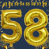 32 Inch Big Gold Large Number 58 Mylar Foil Balloon For Helium &amp; Air Filled Premium Self Seal Balloo